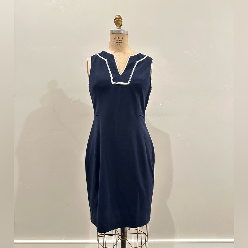 Tommy Hilfiger Black/Navy Blue Dress with Cream Accents
